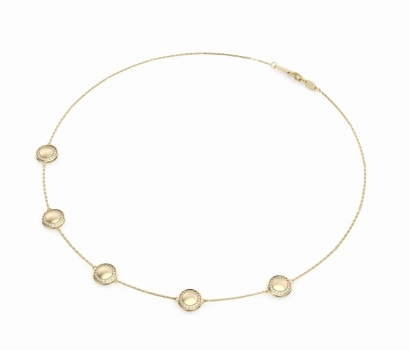 Noam Carver Aura Collection Round Shape Diamonds 14K Yellow Gold Station Necklace (.63ctw) Night Style