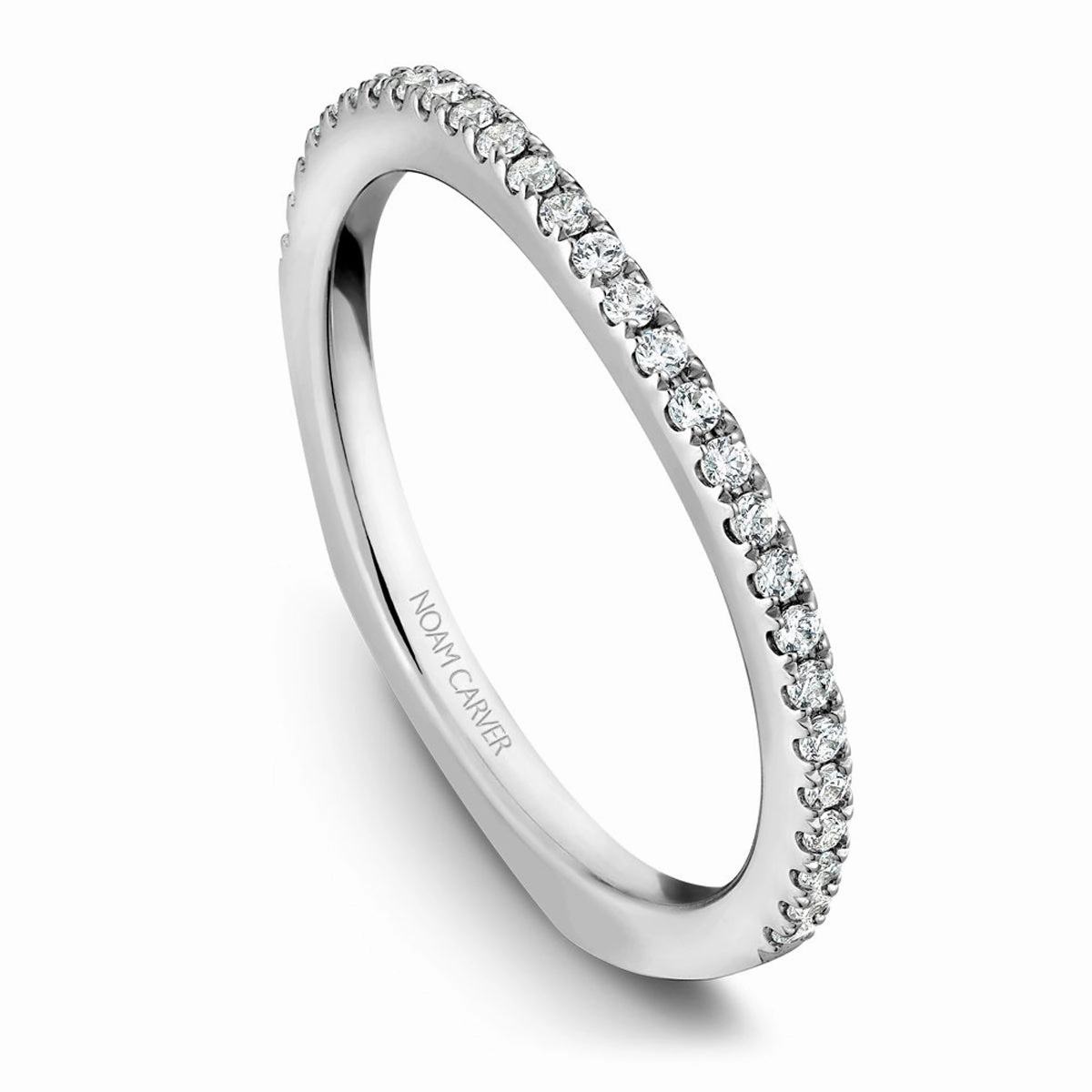 Gift Choice Elegant Fit Noam Carver Contour Diamond Wedding Band in White Gold