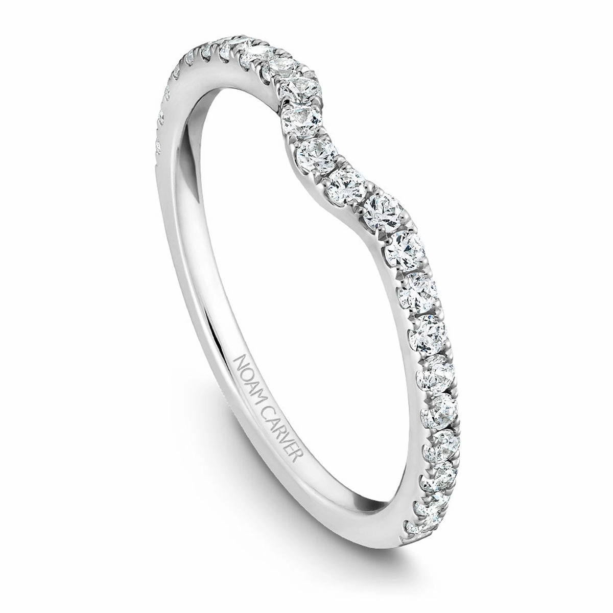 Textured Detail Special Look Noam Carver Contour Diamond Wedding Band in White Gold