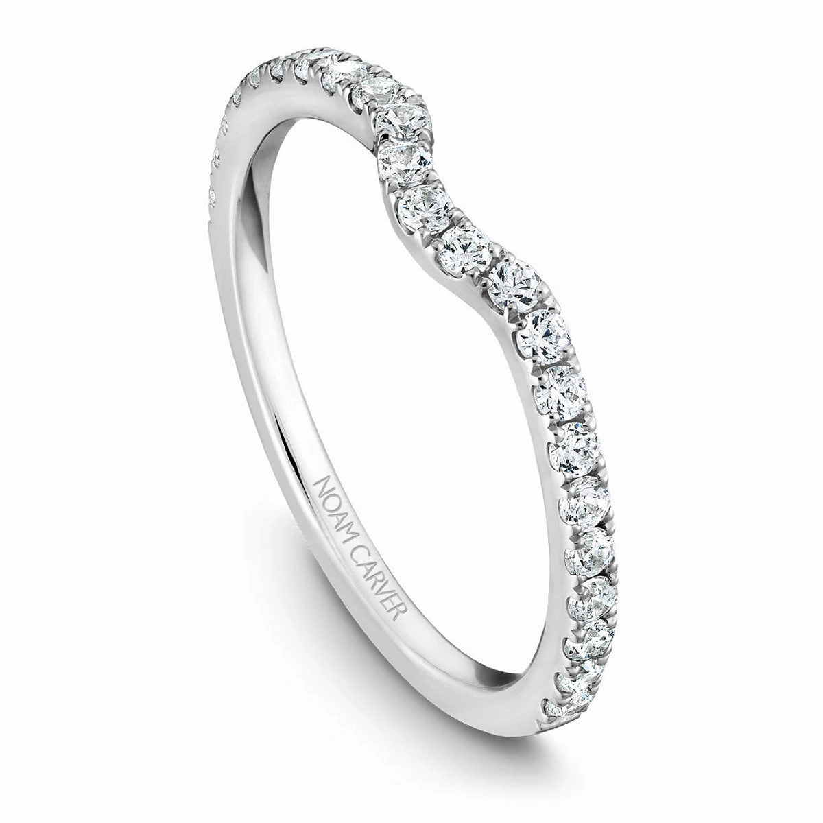 Smooth Fit Fashion Muse Noam Carver Contour Diamond Wedding Band in White Gold