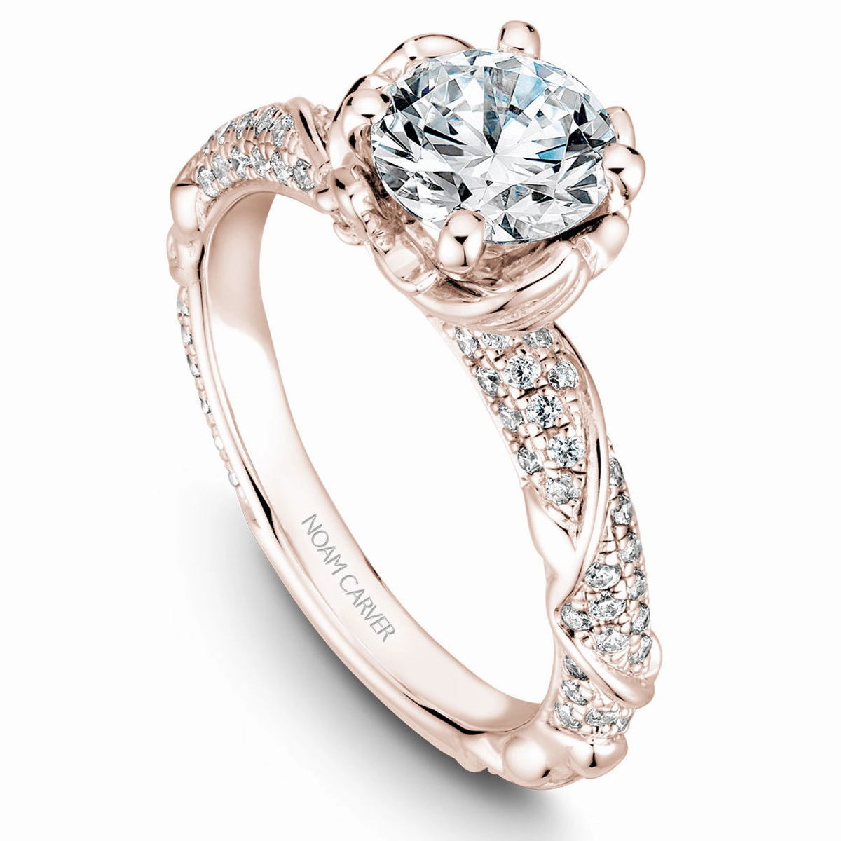 Precious Jewelry Noam Carver Floral Diamond Engagement Ring Setting in Rose Gold