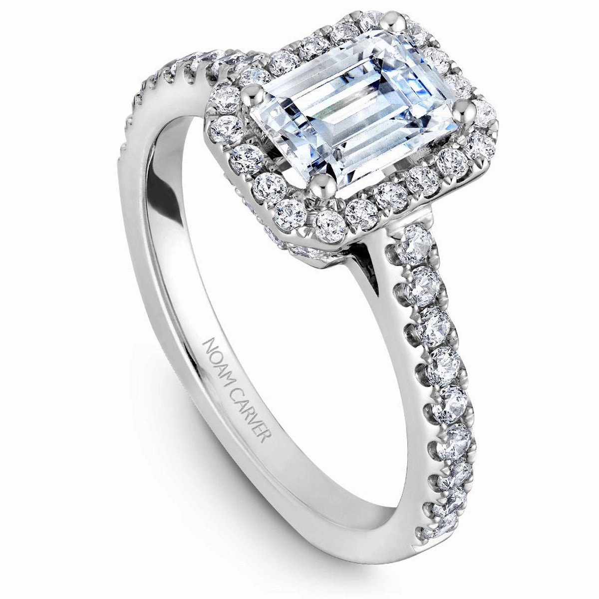 Noam Carver Halo Engagement Ring Setting in White Gold Minimal Finish