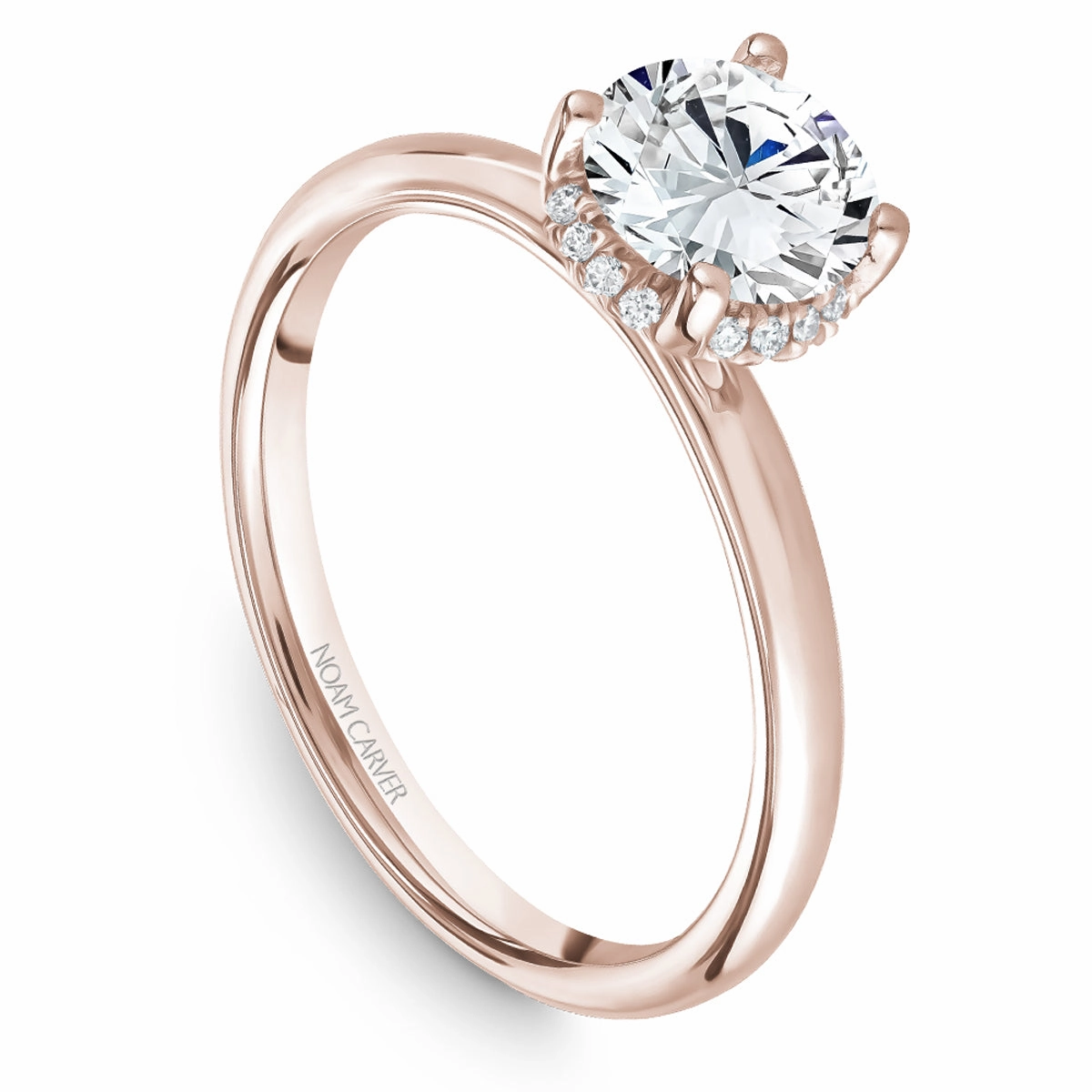 Noam Carver Hidden Halo Engagement Ring Setting in Rose Gold Contemporary Feature
