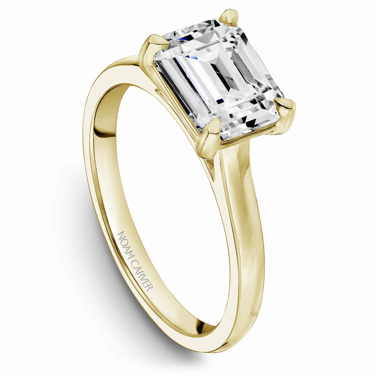 Textured Layers Elegant Pieces Noam Carver Horizontal Solitaire Engagement Ring Setting in Yellow Gold