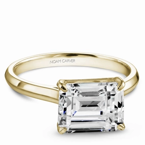 Noam Carver Horizontal Solitaire Engagement Ring Setting in Yellow Gold Refined Contour