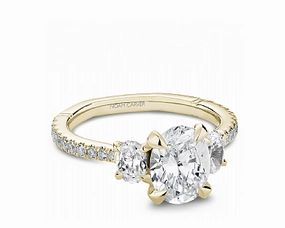 Travel Essential Office Style Noam Carver Oval Center Diamond Engagement Ring Setting in 14K Yellow Gold (.25ctw)