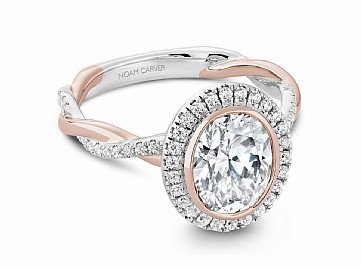 Noam Carver Oval Center Halo Diamond Engagement Ring Setting in 14K White/Rose Gold (0.34ctw) Luxe Essentials Stylish Element