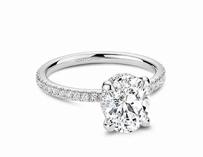 Chic Glam Noam Carver Oval Center Side Stone Diamond Engagement Ring Setting in 14K White Gold (.31ctw)