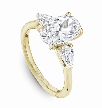 Alluring Edge Noam Carver Oval Center Three-Stone Diamond Engagement Ring Setting in 14K Yellow Gold (.50ctw)