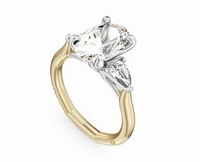 Opulent Shine Noam Carver Oval Center Three-Stone Diamond Engagement Ring Setting in 14K Yellow/White Gold (0.50ctw)