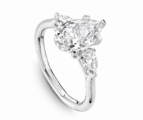 Versatile Fit Elegant accessory Noam Carver Pear Center Three-Stone Diamond Engagement Ring Setting in 14K White Gold (0.50ctw)