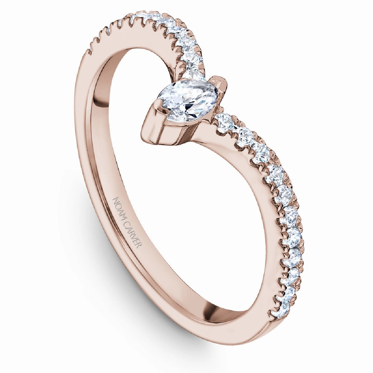 Delicate Layer Noam Carver Pointed Diamond Wedding Band in Rose Gold