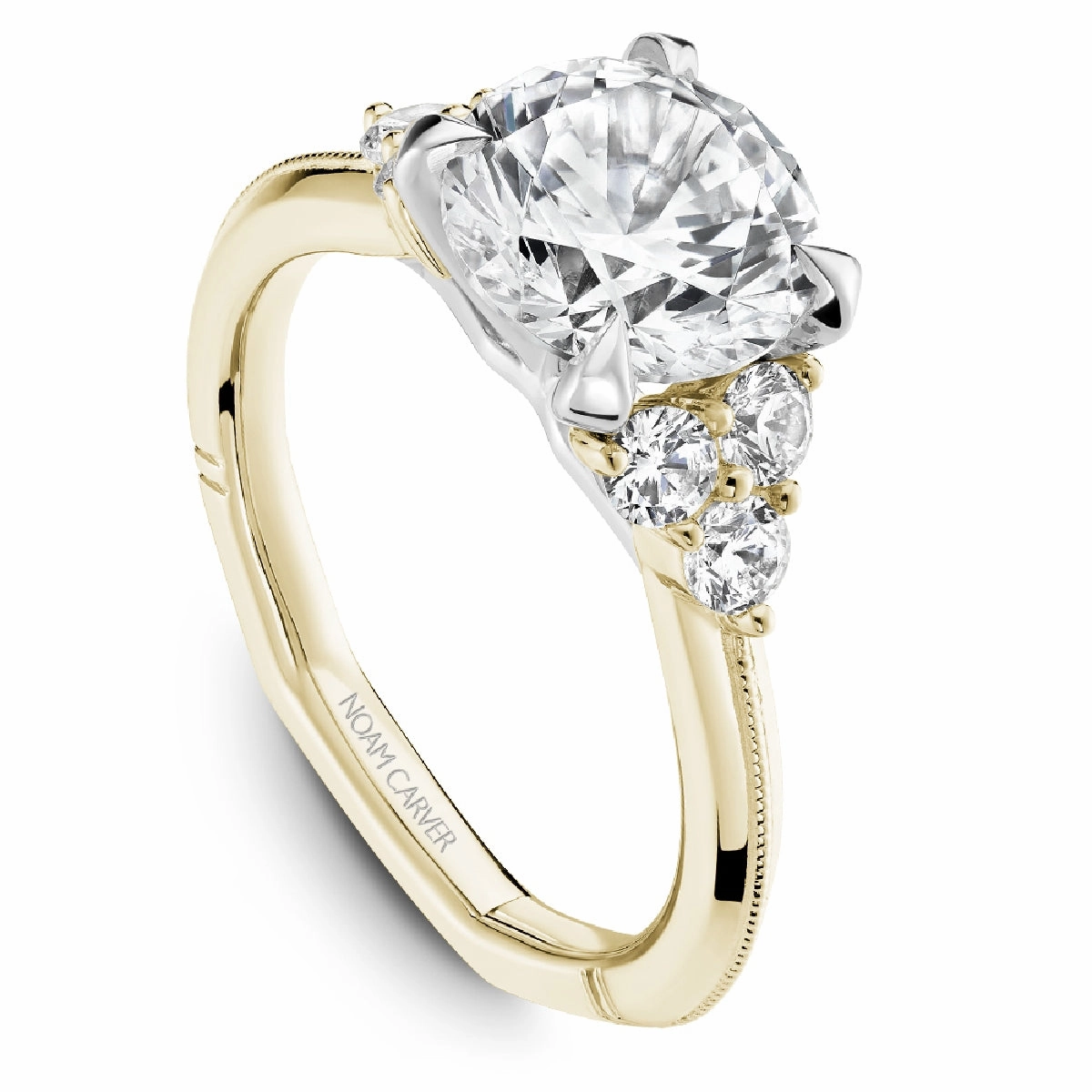 Designer Craft Noam Carver Round Center Diamond Engagement Ring Setting in 14K Yellow/White Gold (.21ctw)