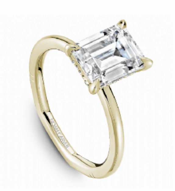 Noam Carver Round Center Hidden Halo Diamond Engagement Ring Setting in 14K Yellow Gold (0.08ctw) Allure Edge