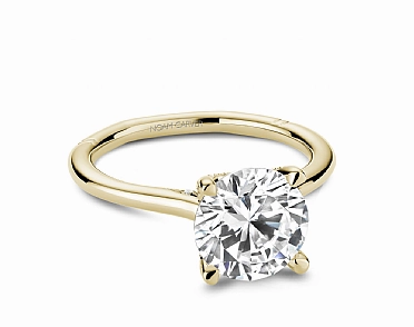 Noam Carver Round Center Hidden Halo Diamond Engagement Ring Setting in 14K Yellow Gold (.12ctw) Evening Wear Everyday Style