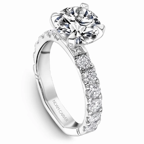 Balanced Design Noam Carver Round Center Side Stone Diamond Engagement Ring Setting in 14K White Gold (1.10ctw)