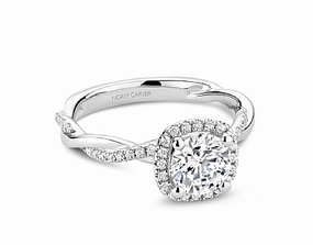 Noam Carver Round Center Side Stone Diamond Engagement Ring Setting in 14K White Gold (.28ctw) Birthday Present