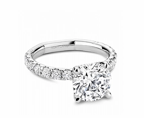 Shining Edge Cool Fit Noam Carver Round Center Side Stone Diamond Engagement Ring Setting in 14K White Gold (.78ctw)