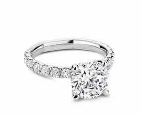 Noam Carver Round Center Side Stone Diamond Engagement Ring Setting in 14K White Gold (.78ctw) Stylish Line
