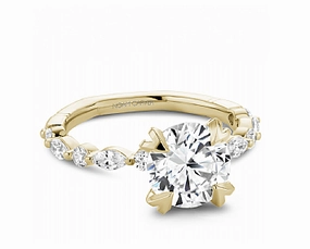 Precious Touch Noam Carver Round Center Side Stone Diamond Engagement Ring Setting in 14K Yellow Gold (.20ctw)