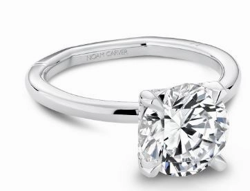 Polished Highlights Noam Carver Round Center Solitaire Diamond Engagement Ring Setting in 14K White Gold (.08ctw)