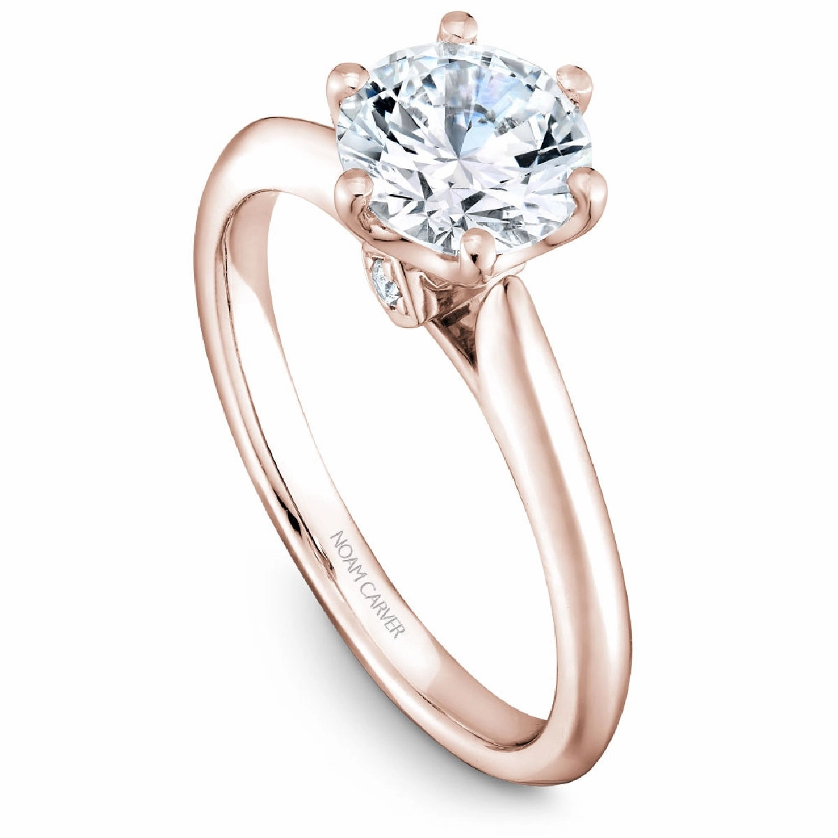 Noam Carver Six-Prong Solitaire Engagement Ring Setting in Rose Gold Timeless Shape Essential Accessory