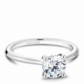 Subtle Charm Opulent Edge Noam Carver Solitaire Engagement Ring Setting in White Gold