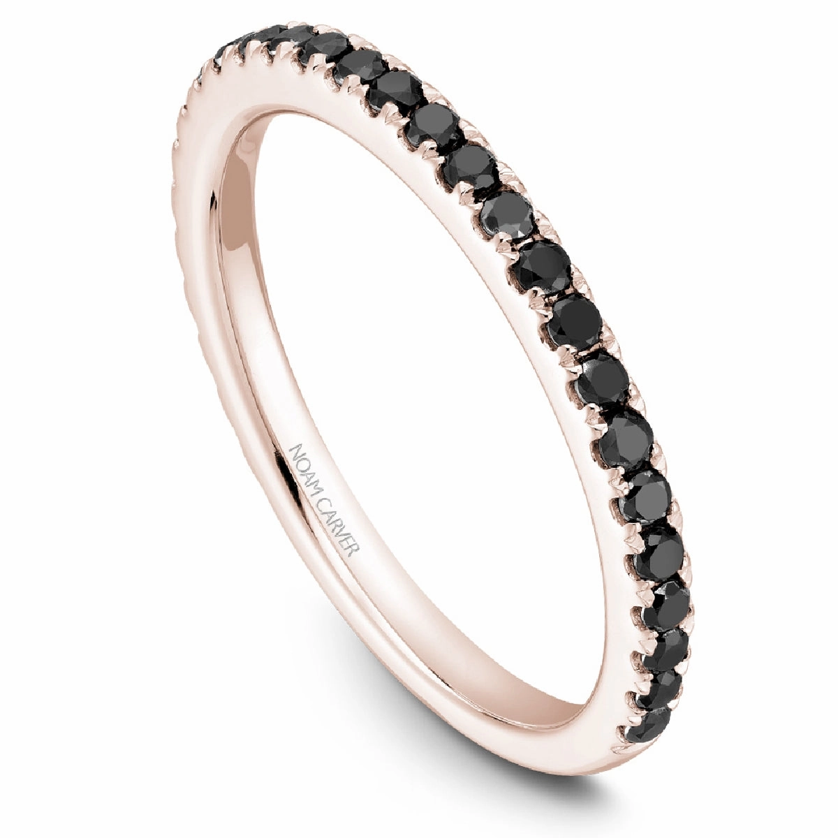 Sleek Style Effortless Fit Noam Carver Thin Black Diamond Wedding Band in Rose Gold