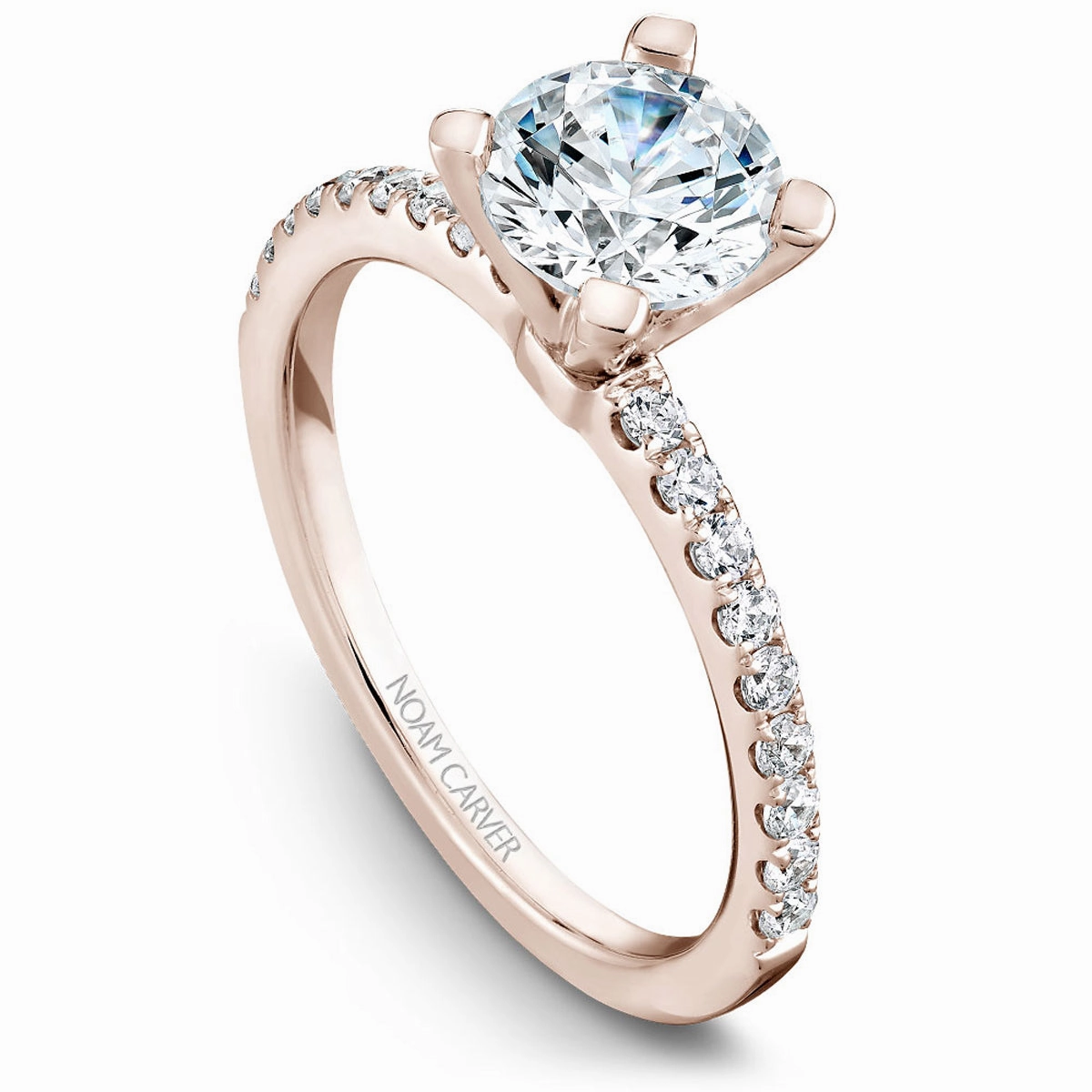 Stylish Detail Noam Carver Thin Diamond Engagement Ring Setting in Rose Gold