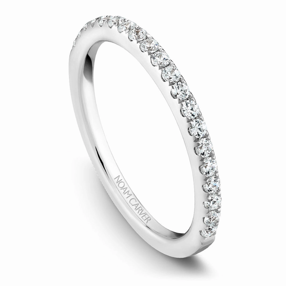 Noam Carver Thin Diamond Wedding Band in White Gold Graceful Twist Distinctive Look