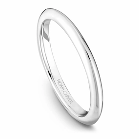 Noam Carver Thin Plain Wedding Band in White Gold Precious Touch Glowing Accent