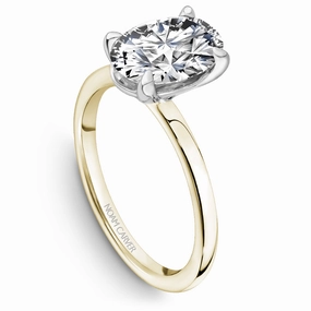 Modern Duo Polished Details Noam Carver Thin Solitaire Engagement Ring Setting in Yellow and White Gold