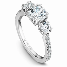 Party Vibe Noam Carver Three-Stone Diamond Engagement Ring in White Gold