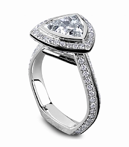 Noam Carver Trillion Center Halo Diamond Engagement Ring Setting in 14K White Gold (1.09ctw) Luxe style