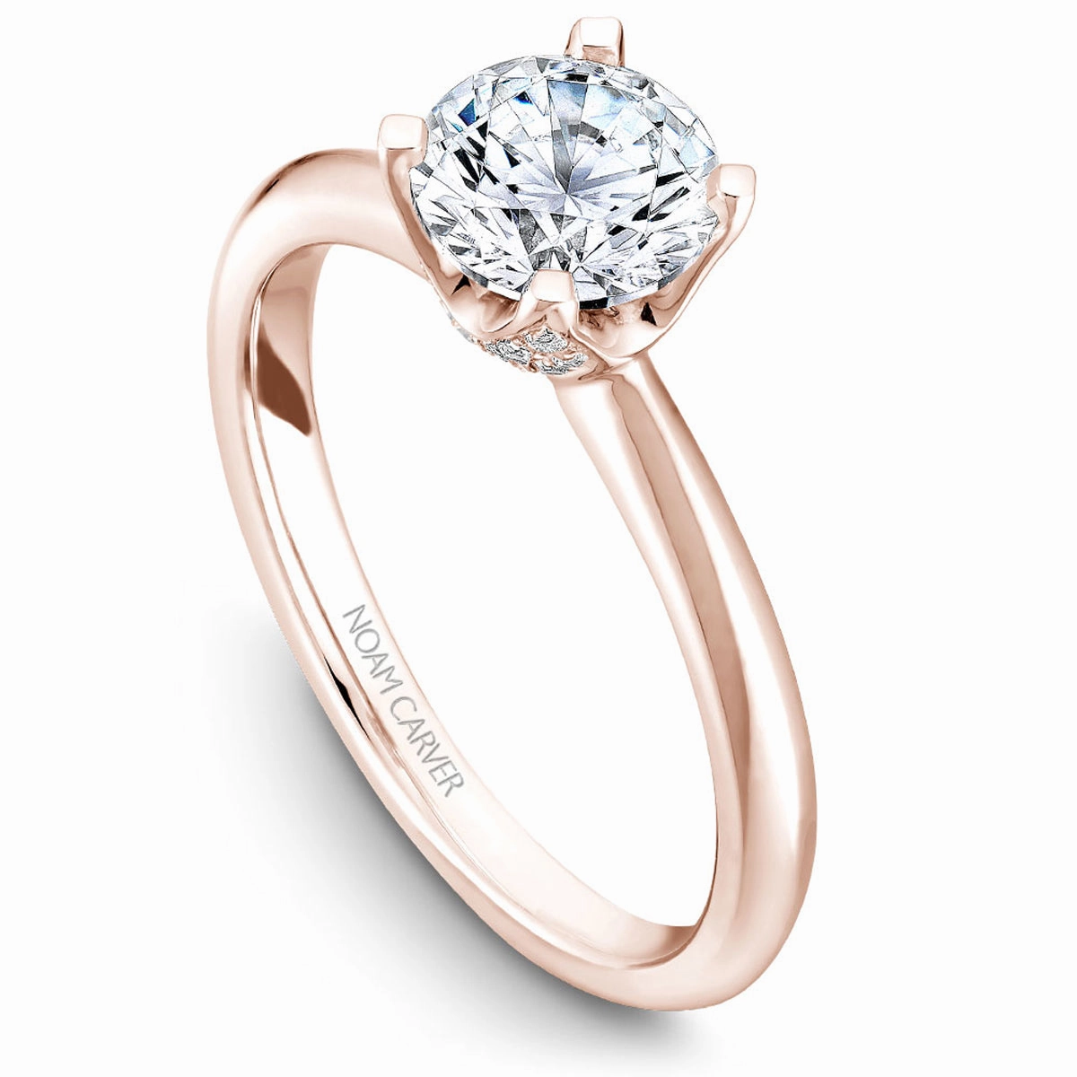 Noam Carver Tulip Solitaire Engagement Ring Setting in Rose Gold Custom Craftwork