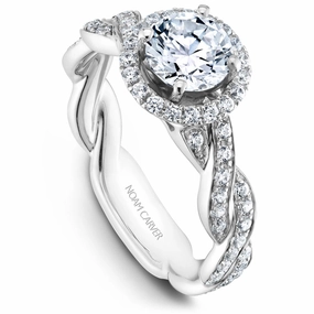 Noam Carver Twist Diamond Engagement Ring Setting in White Gold Shiny Edge Radiant Shine Finish