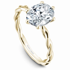 Noam Carver Twist Solitaire Engagement Ring Setting in Yellow Gold Vintage feel Work Day Style