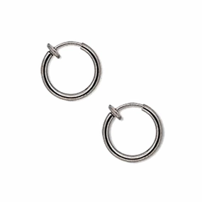 Matte Adornment Non-pierced Hoop Earrings with Gunmetal Finish 13mm Round