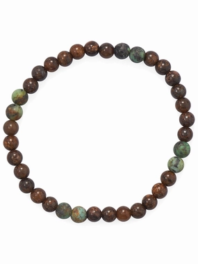 Mens Stretch Bracelet with Bronzite and African Turquoise Beads Branded item