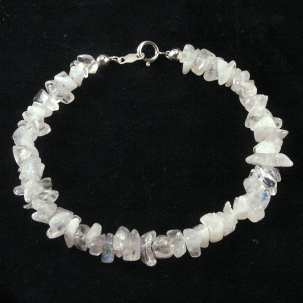 Persistent Blends Wallet Friendly Genuine Rainbow Moonstone Gem Chip Bracelet Sterling Silver