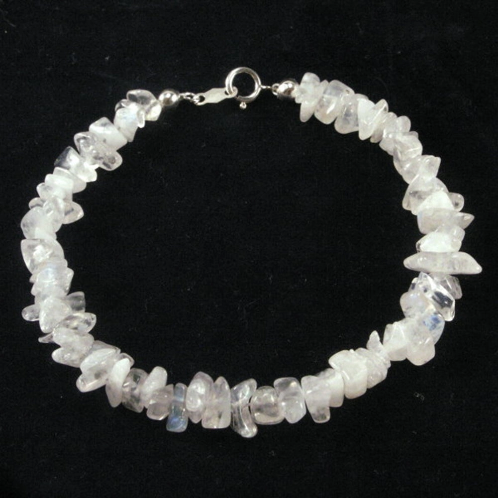 Genuine Rainbow Moonstone Gem Chip Bracelet Sterling Silver Birthday Surprise Promising Mixes