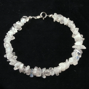 Genuine Rainbow Moonstone Gem Chip Bracelet Sterling Silver Birthday Surprise Promising Mixes