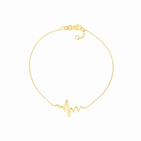 Contemporary Legacy cross-cultural 14k Yellow Gold Heartbeat Chain Bracelet - Adjustable Length