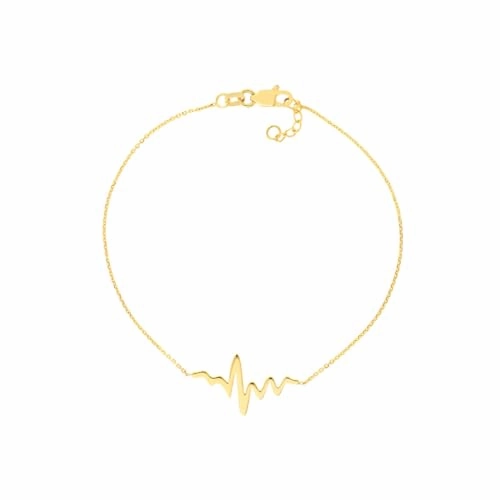 Contemporary Legacy cross-cultural 14k Yellow Gold Heartbeat Chain Bracelet - Adjustable Length