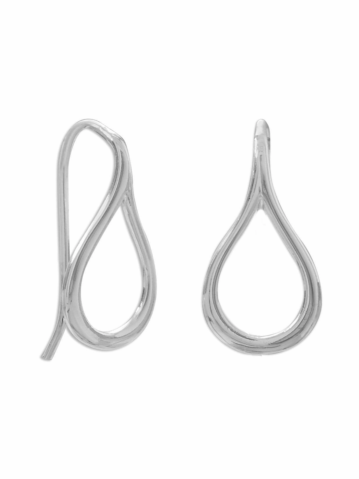 Open Teardrop Raindrop Wire Earrings Sterling Silver Wedding Jewelry