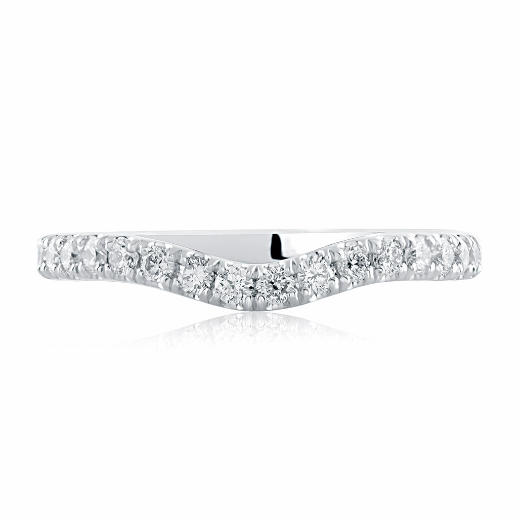 Elegant Radiance Sparkle Touch A. Jaffe Contour Diamond Wedding Band in White Gold