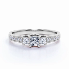1 Ct Princess Cut Diamond Trilogy Engagement Ring Bold Color Elegant decoration