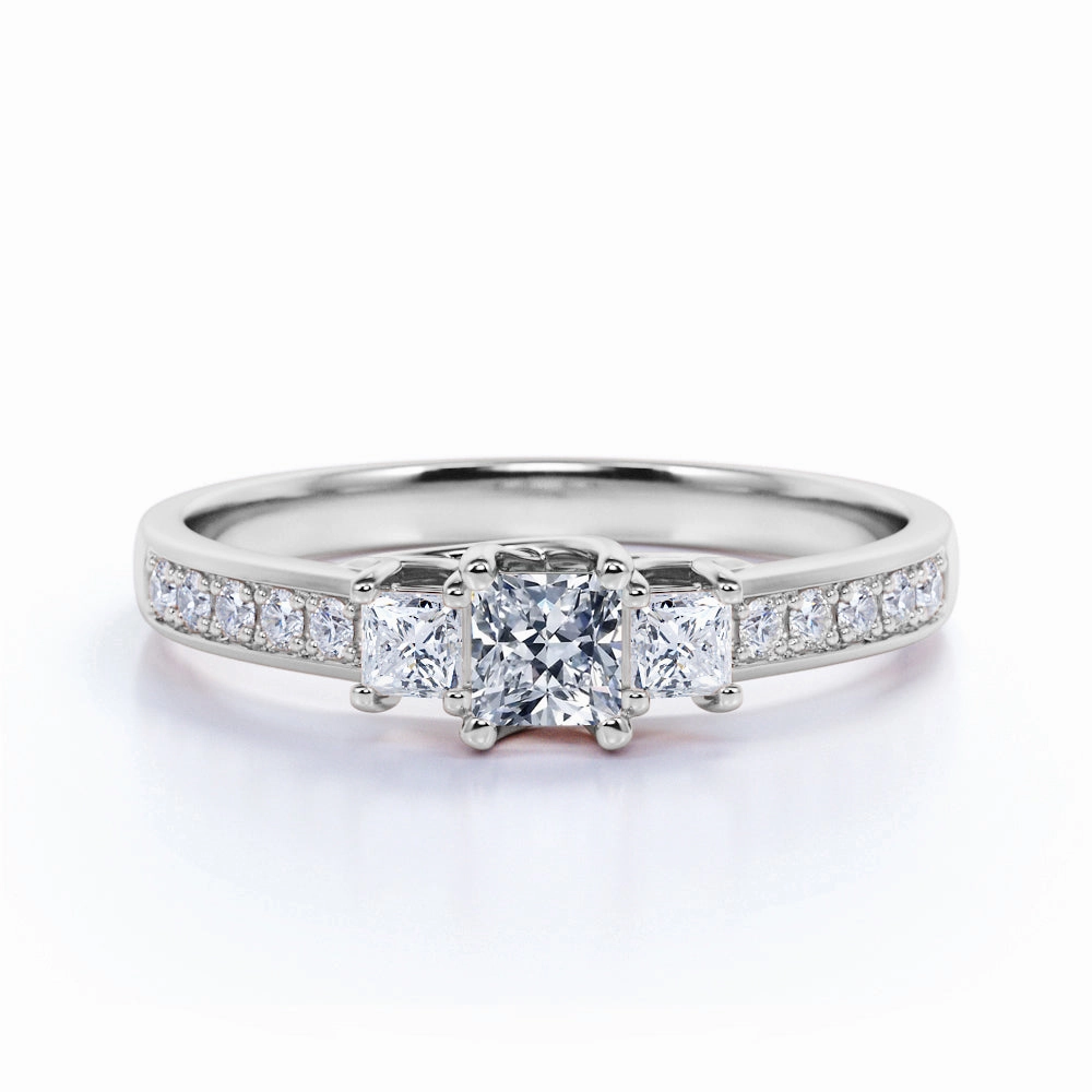 1 Ct Princess Cut Diamond Trilogy Engagement Ring Bold Color Elegant decoration