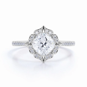 Shiny Gift 1.25 Carat Cushion Cut Moissanite Floral Engagement Ring