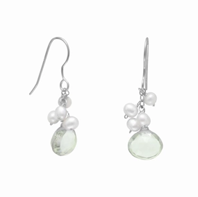 Earrings with White Cultured Freshwater Pearl Cluster Sterling Silver Metallic Item